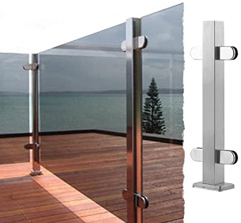 Poteau de Garde-Corps Moderne en Verre argenté, Balustrade intérieure et extérieure pour Villas, piscines, terrasses et comptoirs – Kit de Main Courante carrée de 145 cm de Haut
