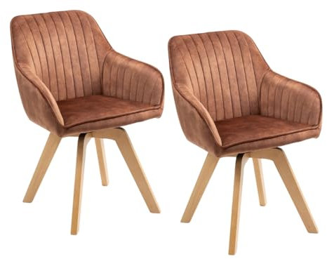 WOLF MÖBEL WOOD YOU LIKE SEBA Drehstuhl Gail 180°, 2er-Set, Holzfuß Buche, Armlehnstuhl, Esszimmerstuhl, Polsterstuhl (Cognac)