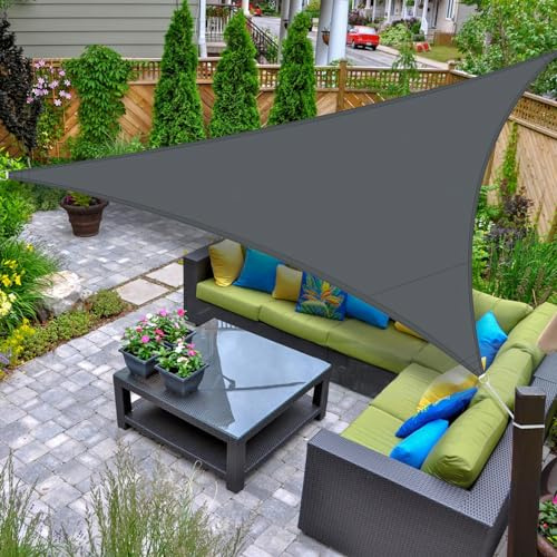AXT SHADE Sonnensegel Wasserdicht Dreieckig 4x4x4m Wetterschutz Sonnenschutz PES Polyester mit UV Schutz für Terrasse Balkon Garten-Grau Anthrazit