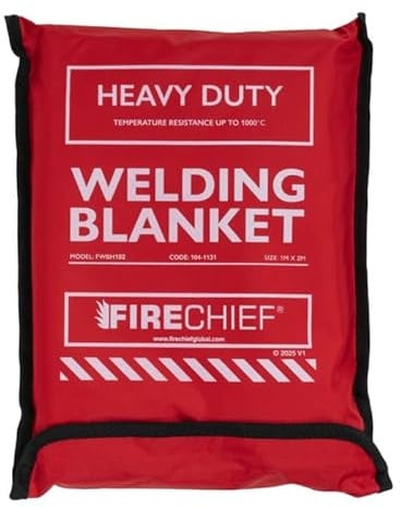 Firechief Hot Works Welding Blanket Heavy Duty 1 x 2m – High Silica Fabric, Heat Resistant up to 1000°C, Fire Resistant Welding Mat with Kevlar Stitching and Eyelets