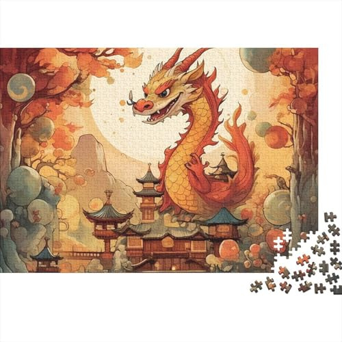 Mythischer Drache Karton 1000 PC DIY Asiatische Fantasiekunst Puzzle Bundle, Konzentrationstraining Teenager, Stress Relief, Farben & Nachschule-Freizeit 38x26cm/1000pcs