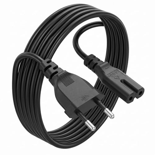 1,5M Netzkabel Stromkabel Strom Kabel Stecker, mit Eurostecker (Typ C/CEE 7/16) Euro AC Netzkabel – 2‑poliges Flachkabel 0,75 mm² für JBL PartyBox, TV, Blu‑Ray, Radio & Kleingeräte – schwarz, VDE