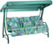 Alfresia Roma 3-Seater Garden Swing Seat - Outdoor Patio Swing Chair with Adjustable Waterproof Canopy and Classic Cushions, Green Canopy and Frame, Alexandra Green Leaf Classic Cushions