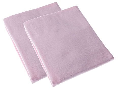 HOMESCAPES 2er-Set Kinder-Bettlaken ohne Gummizug, Flanell-Betttuch rosa 100x150 cm aus 100% Baumwolle, Biber-Betttuch Kinderbett, klassisches Bettlaken, Oeko-TEX Zertifiziert