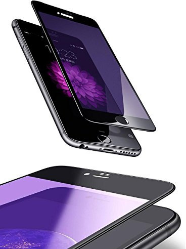 NWNK13 iPhone 8 plus iPhone 7 plus Screen Protector Black Anti-Blue Light 3D Touch [Anti Fingerprint ] Anti Scratch Full Coverage Tempered Glass Screen Protector Film Edge to Edge Protection