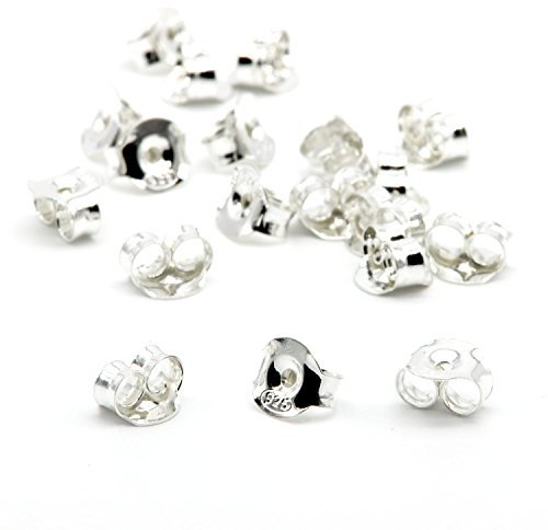 NaturSchatulle Ohrstecker Butterfly Verschluss 100% Sterling Silber 925 I 25 Paar I Ohrstopper Basteln Selber Machen Pousetten Schmuckherstellung