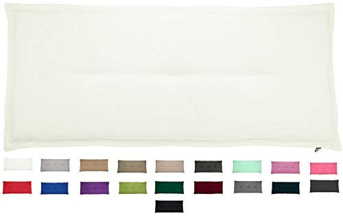 KOPU® Bankauflage Prisma Ivory | Auflagen für Gartenbank | Weiß Bank Auflagen 150 x 50 cm | 19 Einfache Farben | Dralon | Robuster Schaumstoff für zusätzlichen Komfort