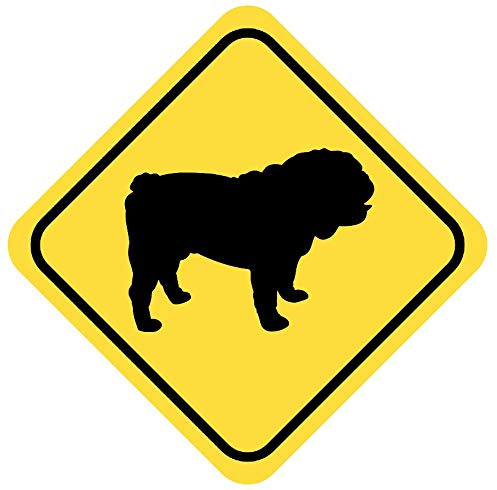 Samunshi® Bulldogge Warnschild Warndreieck Aufkleber Achtung Vorsicht Hund - 10x10cm mehrfarbig