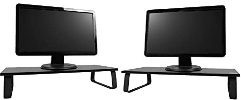 TekBox Single & Double Monitor Riser Stand for 1 or 2 Computer Screens on Desk (2x Single Riser)