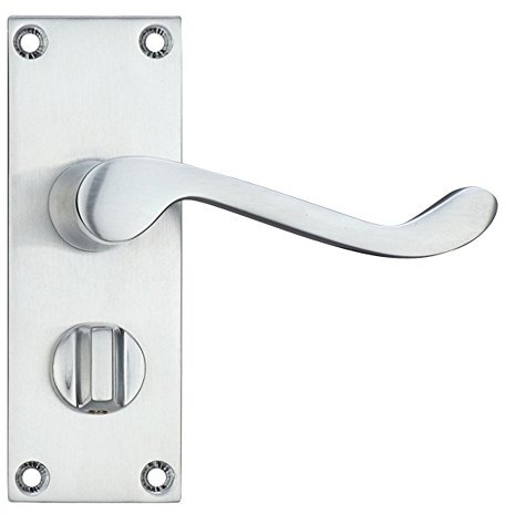 Project Victorian Scroll Door Handles - Privacy Set - Satin Chrome