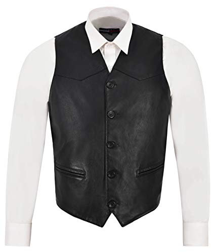Smart Range Leather Co Ltd. Herren Lederweste Schwarz Klassisch Echtes Lammfell ITALIAN FITTED Design ZAARA (XL)