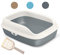 BPS Bandeja Higiénica Gatos Gatitos Aseo Arenero Abierto para Mascotas Gatos Bandeja Sanitaria Plástica con Pala 3 Tamaños y Colores para Elegir (S, Gris) BPS-5597GR