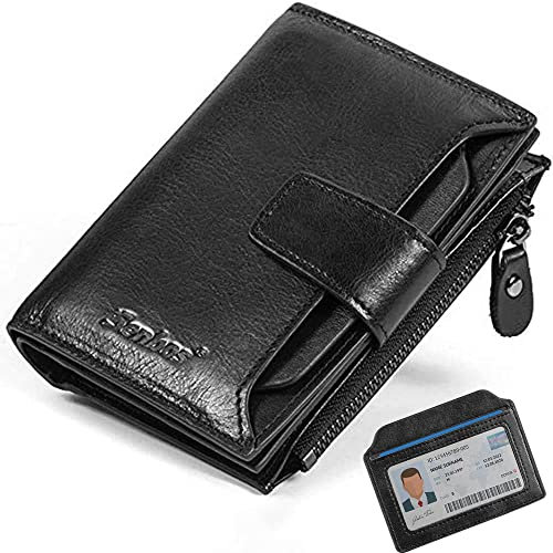 Senbos Geldbörse Herren RFID Schutz Echtem Leder Geldbeutel mit 18 Kartenschlitz, 1 Reißverschluss-Münztasche und 3 Abnehmbarem ID Kartenhalter, Vatertag mit Geschenkbox
