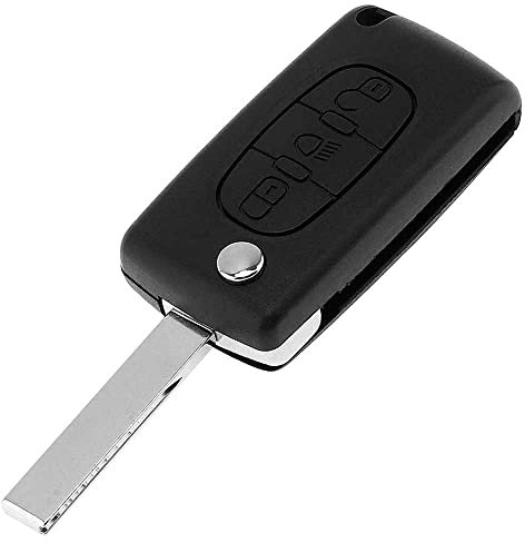 OcioDual 3-Tasten-Fernbedienungsschlüsselgehäuse für Scheinwerfer, CE0523 mit HU83-Klinge, Hülle Kompatibel mit Peugeot 206 207 306 307 308 407 607 806, Citroen C2 C3 C4 C5 C6, Schlüsseletui
