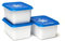 Amuse Alaska A-000078 Gefrierdosen / Frischhaltedosen-Set zum Einfrieren als Aufbewahrungsboxen, in Profi-Qualität, eckig, 3 x 1000 ml blaue Vorratsdosen luftdicht