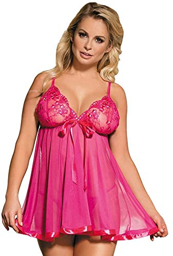 scicent Womens Plus Size Babydoll Lingerie Set for Bridal Nightgown Lace Chemise Nightdresses 5X UK 20 22 Rose