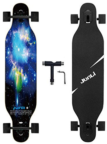 Junli 41 Zoll Freeride Skateboard Longboard - Komplettes Skateboard Cruiser für Cruising, Carving, Free-Style und Downhill Starlit Night