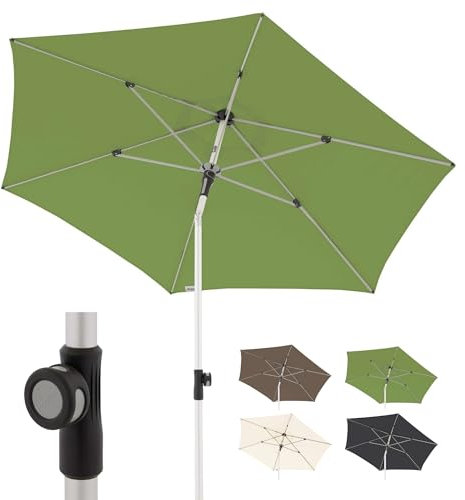 Doppler Sombrilla Redonda de 220 cm de diámetro en Color Fresh Green, Plegable con protección UV 80+, Estructura de Aluminio y toldo de poliéster Repelente al Agua – para jardín