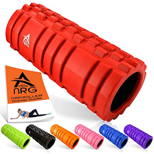 ActivNRG Rouleau en mousse pour massage des tissus profonds des muscles et des points de déclenchement (rouge)