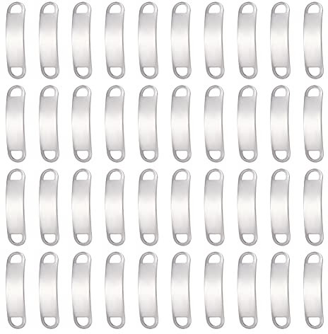 UNICRAFTALE 38.5mm Gebogene Rechteckglieder 40St. Stempeln Leere Tags Edelstahl Bar Links Schmuckverbinder Für Armband Halskette Schmuckherstellungsloch 4x5mm