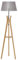 HOMCOM Natural Wood Tripod Floor Lamp Light E27 Base Bedroom Living Room Fabric Shade Storage Shelf Foot Switch, 156cm, Grey