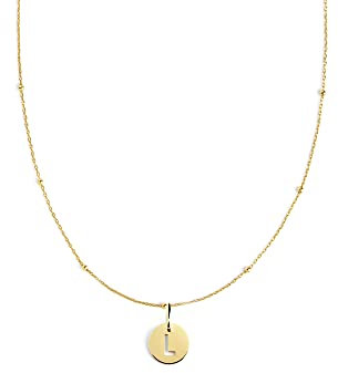 SINGULARU - Mini Medallion Halskette. Sterlingsilber mit 18 Kt Vergoldeter Beschichtung. Schmuck für Damen. Buchstabe L.