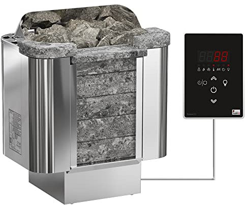 Sawo Cumulus Ni2 6kW Elektrische Saunaofen 230V/400V zusammen mit Bedienfeld Saunova und 20kg Saunasteine