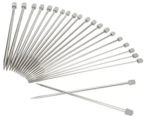 22 Stück Lang Gerade Stricknadeln (2,0 mm bis 8,0 mm), Stricknadel-Set für Anfänger und kleine Projekte für Pullover Spitzen und Blumen-Projekte