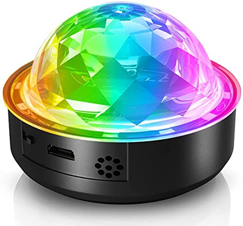 Discokugel Mini, Akozon LED Discokugel Licht Musikgesteuert Partyleuchte Eingebauter 400mAh-Akku USB Aufladung RGB Musiksteuerung 7 Disco Lichteffekte für Kinder Zimmer Bar Klub Party