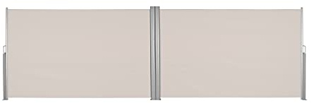 Ventanara® Doppelseitenmarkise ausziehbar Sichtschutz Sonnensegel Windschutz Sonnenschutz Seitenrollo (160 x 600 cm, Beige)