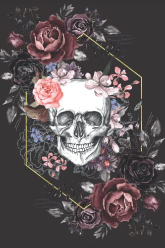gothic flower skull notebook
