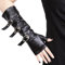 JISEN Punk Fingerless Gloves PU Faux Leather Steampunk Arm Warmers Gothic Arm Sleeves for Halloween Cosplay Party