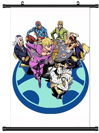 Großes 60x90CM JoJos bizarre Abenteuer Kakemono Rollbild | Anime Manga Stoffposter Wallscroll Poster | Wanddeko Geschenk |