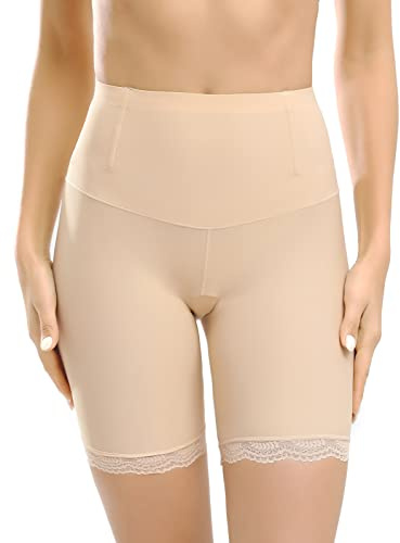 Xnova Damen Bauchweg Unterhose Miederpants Miederhose Shapewear, Anti-Chafing Spitzen Shorts Hipster Panty, Unter Rock Kurz Hose Blickdicht (1 Stück hautfarben, XXL)