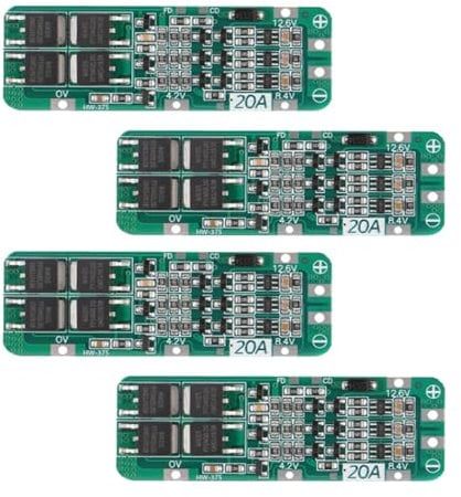 AEDIKO 4pcs 3S 20A BMS 18650 Li-ion Lithium Battery Charger Module BMS Protection Board PCB 11.1V 12V 12.6V Module Over-Discharge/Over-Current