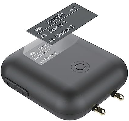 eppfun Fly01 Wireless Bluetooth 5.0 Transmitter for use on Airplanes, aptX/aptX HD/aptX LL Dual Connection 3.5mm AUX Wireless airplane headphone Adapter