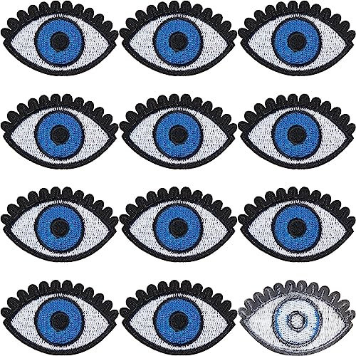 GORGECRAFT 15Pcs Blue Eye Iron on Patch Embroidered Patches Applique Sew on Eyes Eyeball Embroidery Goth Punk Retro Appliqued Cloth Badge for Clothing Accessories Jeans Hats Bags Jackets Decor