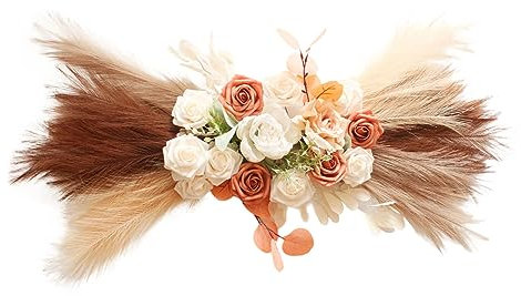 belupai Hochzeitsbogen-Blumen, Dekorative Blumengirlanden Im Boho-Stil mit Künstlicher Rose und Pampasgras, Pampas-Blumenlaube für Boho-Hochzeit, Willkommensschild, Blumendekoration
