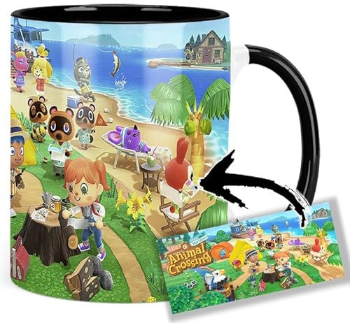 Animal Crossing New Horizons Tasse Innen & Henkel Schwarz Keramikbecher Mug