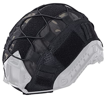 IDOGEAR Funda Protectora para Casco táctico Cubierta para Casco Militar para M/L Nylon 500D (Multi-Camo Negro)