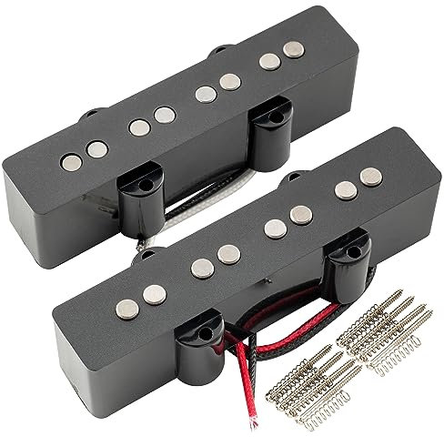 Artec JOA4 Alnico 5 Tono Vintage Pick Up Single Coil J-Bass Set per Basso Elettrico 4 Corde tipo Jazz Bass, Nero