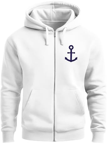 Neverless® Zip-Hoodie Herren Sweatjacke mit Kapuze Anker Logo Print Männer Fashion Streetstyle