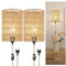 YNDD 2 Pack Applique Murale Intérieure Rotin Boho, Lampe Mural Corde de Chanvre Rustique avec Luminosité Variable Interrupteur et Câble 2m Luminaire de Chevet Muraux Vintage E27 pour Chambre Salon