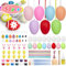 Aptliton 50PCS Easter Egg Decorating Kit, 30PCS Plastic White Hanging Eggs & 20PCS Colorful Ornament Eggs with Paints, Pipe Cleaners, Foam Sticker, Easter Crafts for Kids, Painting, DIY Decor