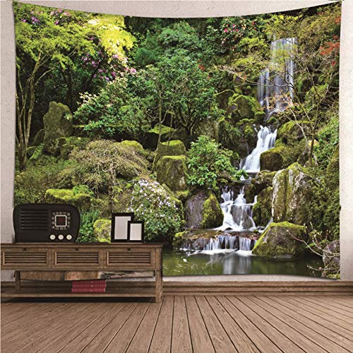 CEVAN Wandteppich Uni Wandtuch Schlicht Gebirgswasserfall Wandbehang Stoffbild Wanddekoration Malerei Kunst Dekorationen Decke Wandbehang Stoff Braun Grün 300x250cm