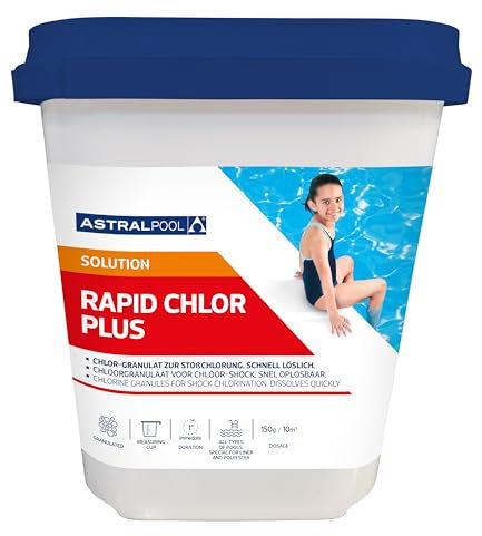 Astralpool Rapid Chlor Plus Granulat 5 kg, schnell löslich zur Chlorschock für Pool, Schwimmbad, Whirlpool, Spa oder Aufstell Minipool zur Algenbekämpfung oder Pooleröffnung im Frühjahr