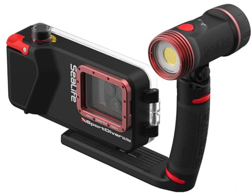 SeaLife SportDiver Ultra Unterwasser-Smartphone Scuba Gehäuse & Sea Dragon 2500 Lumen Licht, wasserdichte Fotografie, einfache Kamerasteuerung, passend für die meisten Handys