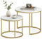 Home Collective Couchtisch 2er Set Rund Beistelltisch Loft Design 2 in 1 Verschachtelung Kratzfeste Oberfläche, Wohnzimmer | 53cm und 43cm Breit Marmor Optik mit goldenen Beinen
