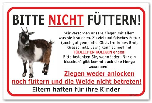 AdriLeo Schild - Ziegen Nicht füttern - Weide betreten verboten (20x30cm)