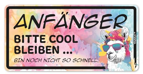 Fahrzeug-Aufkleber Anfänger Lama Bunt I 20 x 10 cm I wetterfest I kfz779